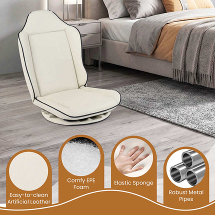360 Swivel Gaming Chair, Adjustable Backrest, Beige