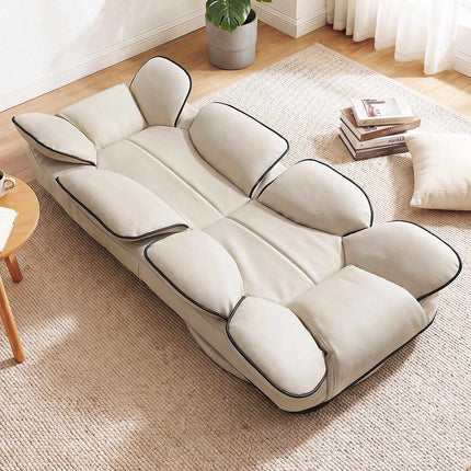 360 Swivel Gaming Chair, Adjustable Backrest, Beige PU Leather
