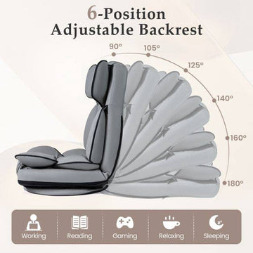 360 Swivel Gaming Chair, Adjustable Backrest, Gray PU Leather