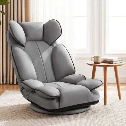 360 Swivel Gaming Chair, Adjustable Backrest, Gray PU Leather