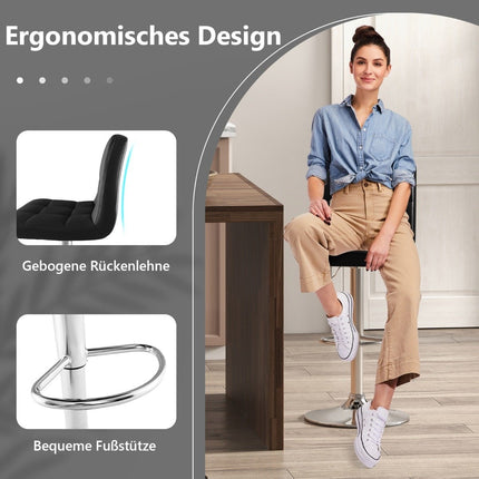 360° rotating bar stool made of faux leather, height-adjustable bar chair, stool, black