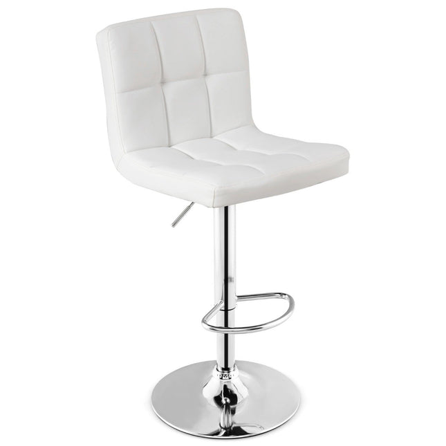 360° rotating bar stool made of faux leather, height-adjustable bar stool, white
