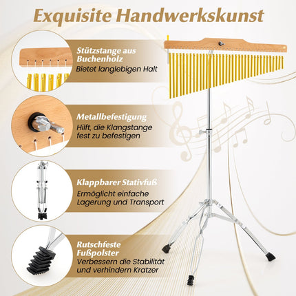 36-Bar Wind Chimes with Adjustable Stand & Bag
