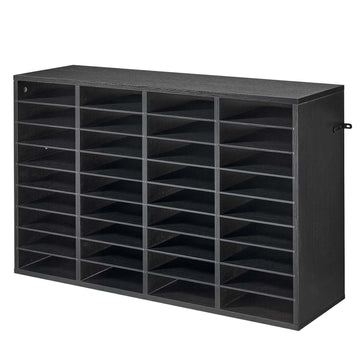 36-Compartment Mailbox Literature Organizer, Detachable Shelves, Black