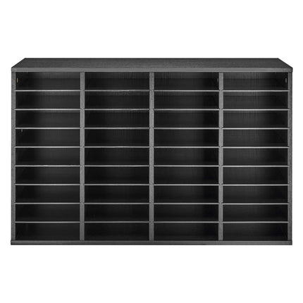 36-Compartment Mailbox Literature Organizer, Detachable Shelves, Black