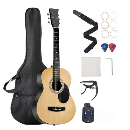 36-Inch Dreadnought Acoustic Guitar, Natural, Gig Bag Set