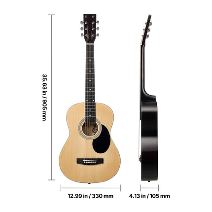 36-Inch Dreadnought Acoustic Guitar, Natural, Gig Bag Set