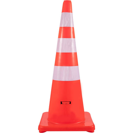 36-Inch Traffic Cones, 6-Pack, PVC, Reflective, Weighted Base