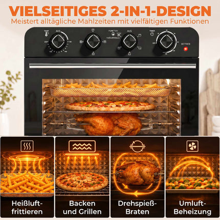 36L Air Fryer Oven with Rotisserie, 1800W, Black
