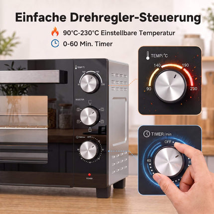 36L Convection Mini Oven, 1500W, 90–230C, Timer