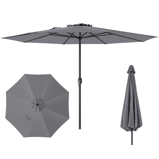 3.6m Patio Market Umbrella With Crank Handle, Grey