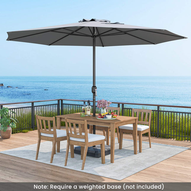 3.6m Patio Market Umbrella With Crank Handle, Grey