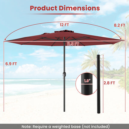 3.6m Patio Market Umbrella With Crank Handle, Vented