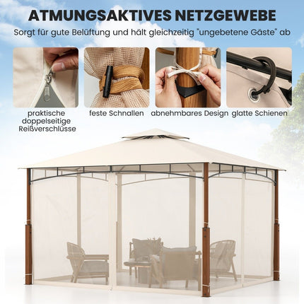 3.6 x 3 m Gazebo with Double Roof & Mosquito Net Waterproof Party Tent Garden Gazebo