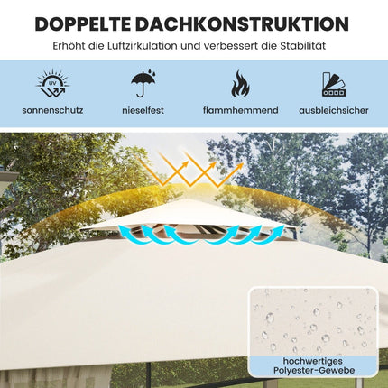 3.6 x 3 m Gazebo with Double Roof & Mosquito Net Waterproof Party Tent Garden Gazebo