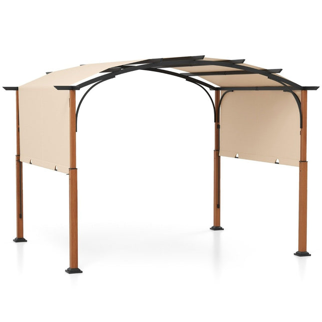 3.6 x 3 m Pergola with Retractable Roof Waterproof Stable Winterproof Gazebo Beige