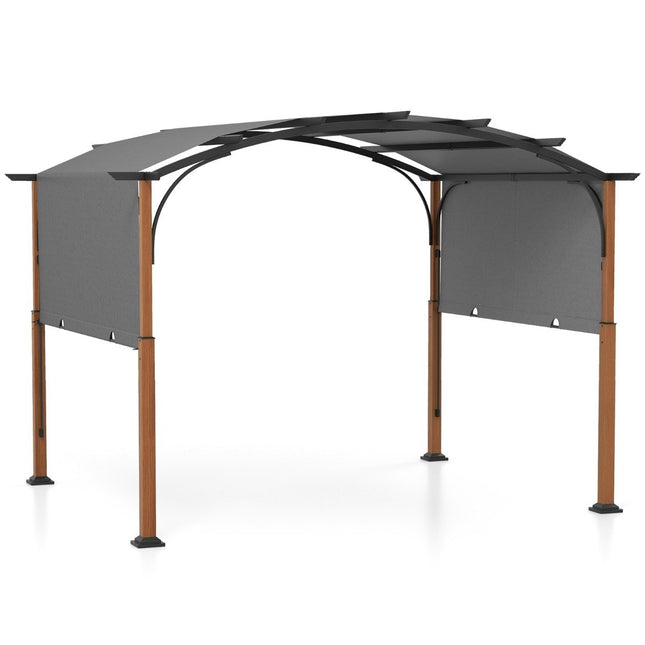 3.6 x 3 m Pergola with Retractable Roof Waterproof Stable Winterproof Gazebo Gray