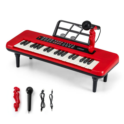 37-Key Kids Digital Piano with Mic & Stand, Red