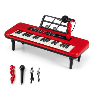 37-Key Kids Digital Piano with Mic & Stand, Red