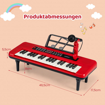 37-Key Kids Digital Piano with Mic & Stand, Red