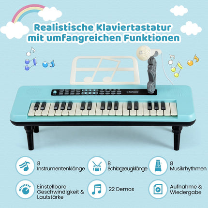 37-Key Kids Digital Piano with Microphone & Stand