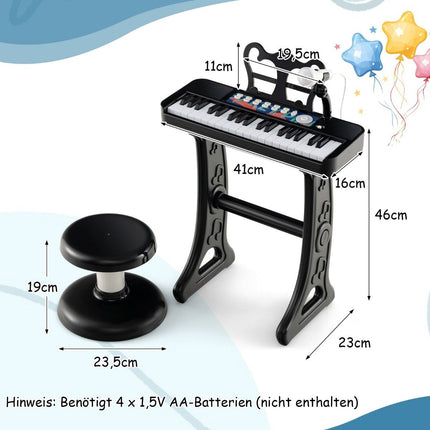 37-Key Kids Electronic Keyboard with Microphone & Stand
