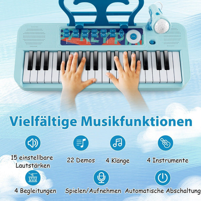 37-Key Kids Electronic Keyboard with Stool & Mic