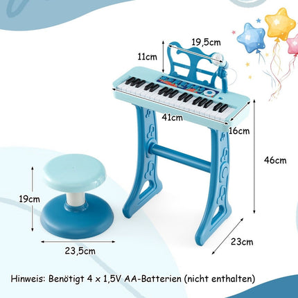 37-Key Kids Electronic Keyboard with Stool & Mic