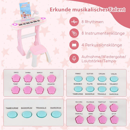 37-Key Kids Keyboard with Lights, Recording & Mic