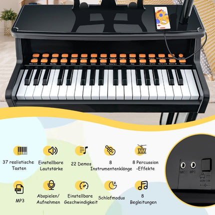 37-Key Kids Keyboard with Stool and Microphone