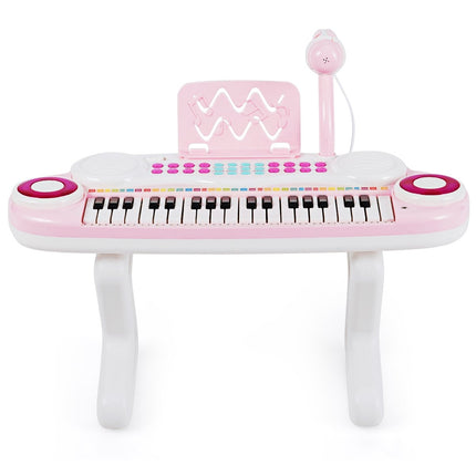 37 Keys Piano Keyboard Children's Keyboard with Stand Educational Keyboard 48 x 20 x 38 cm Pink