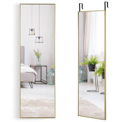 37 x 120 cm full-length mirror with height-adjustable hanging hooks wall mirror golden