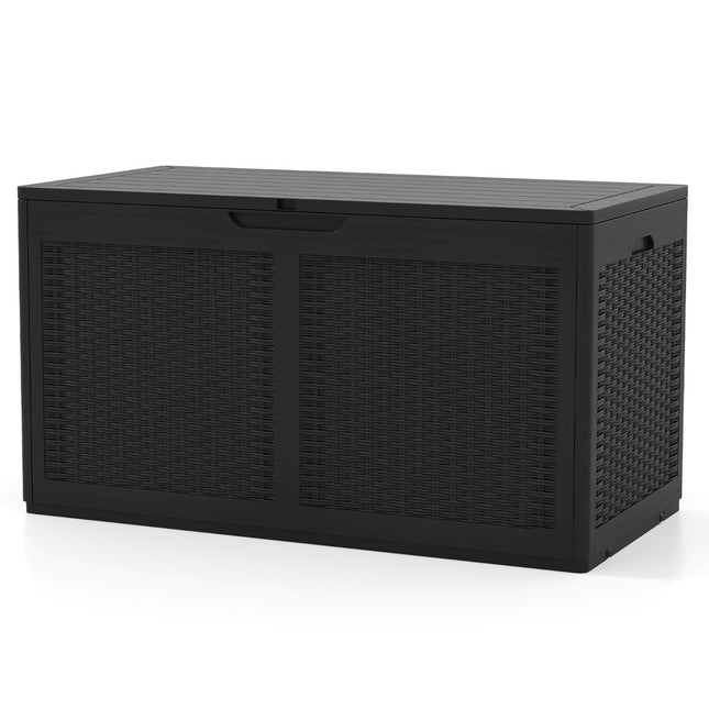 380L Outdoor Storage Box with Wheels, Waterproof, Black