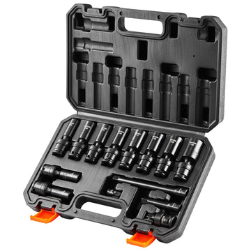 3/8-Inch Swivel Impact Socket Set, 14-Piece Metric 10-19mm
