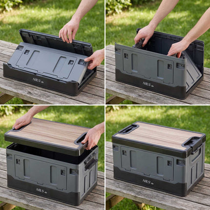 38L Grey Foldable Transport Box with Tabletop