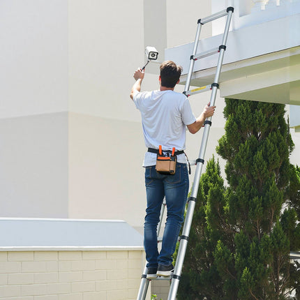 3.8m Telescoping Ladder, Aluminum, 150kg, Non-Slip Feet