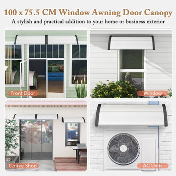 39"x30" Outdoor Door Canopy, Black Polycarbonate