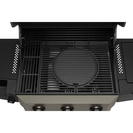 3-Burner Gas Grill with Side Burner, 60x42 cm Cooking Area