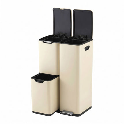 3-Compartment Kitchen Bin – Steel, Soft-Close, Pedal