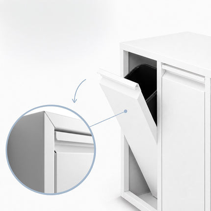 3-Compartment Waste Bin, 30L Total Capacity, White