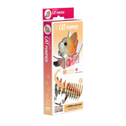3D Cardboard Model Kit - Cat Pumpkin Design for Creative Fun