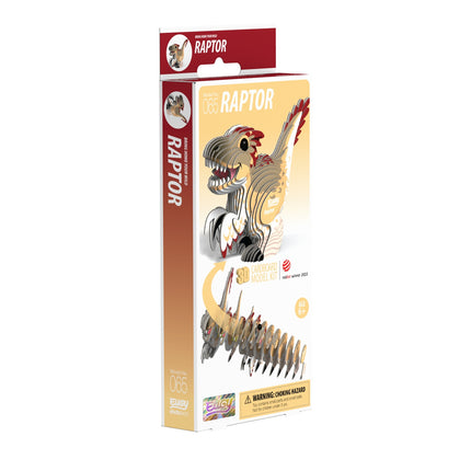 3D Cardboard Model Kit - Raptor Dinosaur Assembly Craft