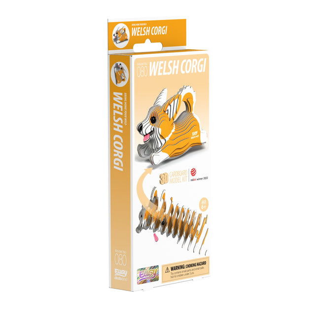 3D Cardboard Model Kit - Welsh Corgi Design, DIY Assembly