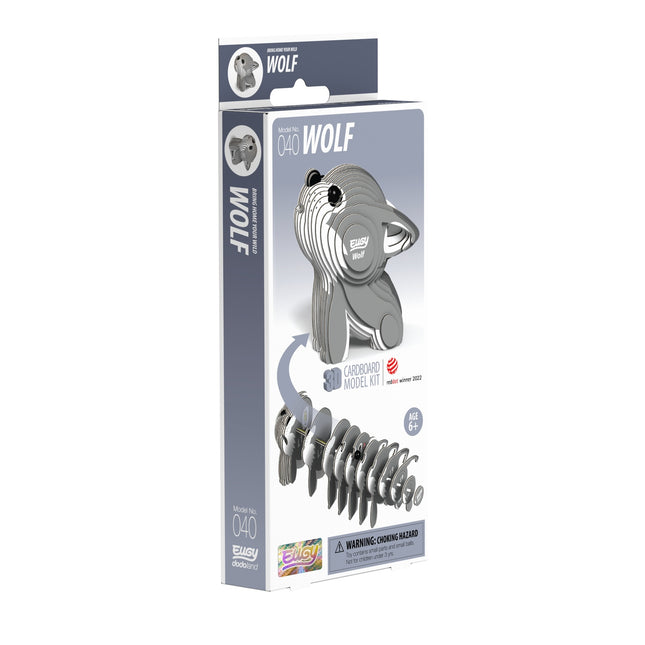 3D Cardboard Model Kit - Wolf Design, Easy Assembly
