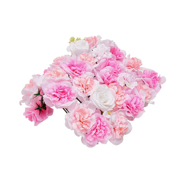 3D Flower Wall Panels, 12 Pack 15x15 Inch, Pink PE