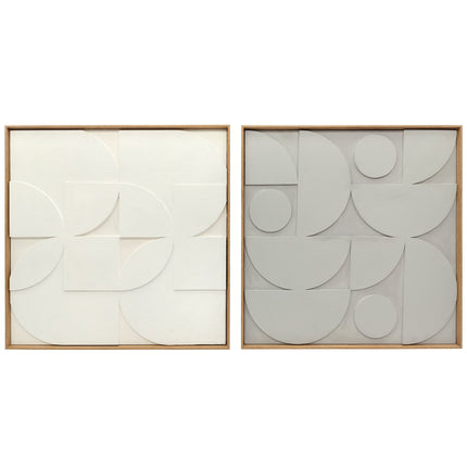 3D Geometric Wall Art Set, 2 Pieces, 80x80 cm, White