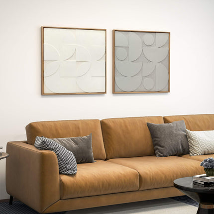 3D Geometric Wall Art Set, 2 Pieces, 80x80 cm, White
