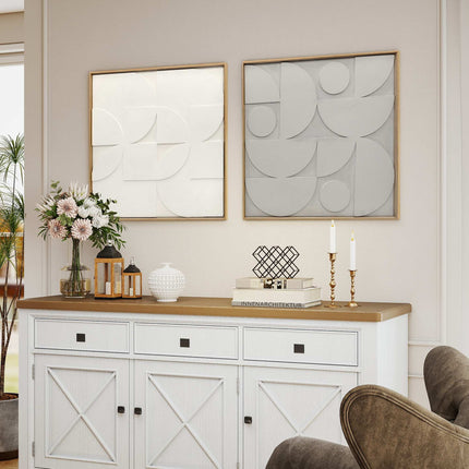 3D Geometric Wall Art Set, 2 Pieces, 80x80 cm, White