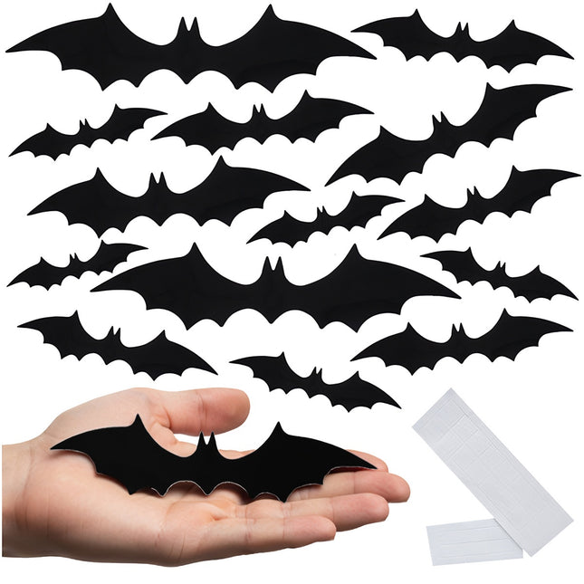 3D Halloween Bat Stickers, 56 Pcs with Adhesive