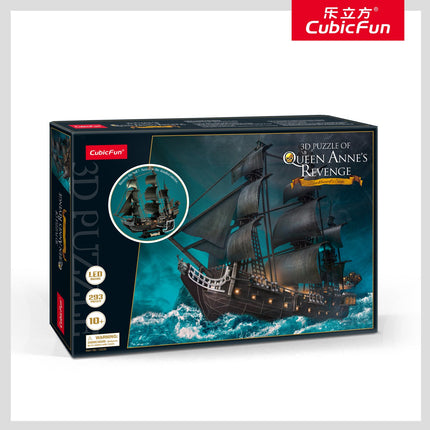 3D Puzzle with LED Lighting, Queen Anne's Revenge Design